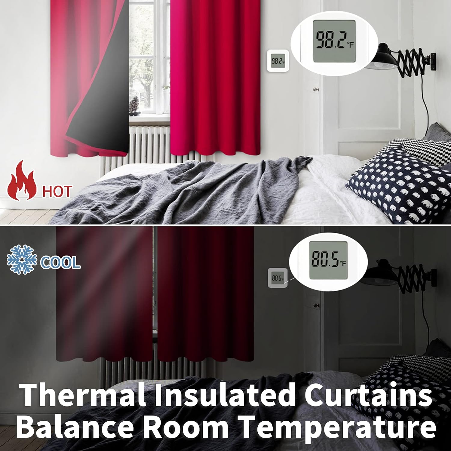 BGment Christmas Thermal Insulated 100% Blackout Curtains for Bedroom Decoration with Black Liner, Double Layer Full Room Darkening Noise…