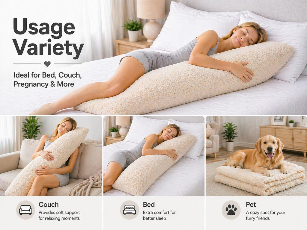 Reafort Sherpa Body Pillow Cover 21" x 54", Plush Fleece Long Body Pillowcase with Zipper Closure, Ultra Soft Fluffy Cozy Decorative…