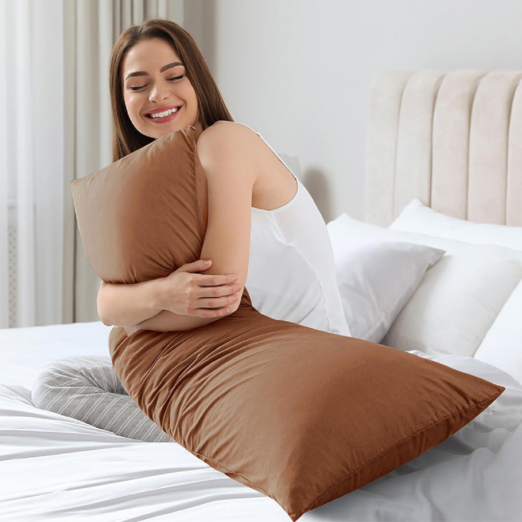 WhatsBedding Memory Foam Body Pillow with Breathable Zippered Cotton Cover, Full Body Pillow for Adults, Long Pillow for Sleeping, Firm Bre…