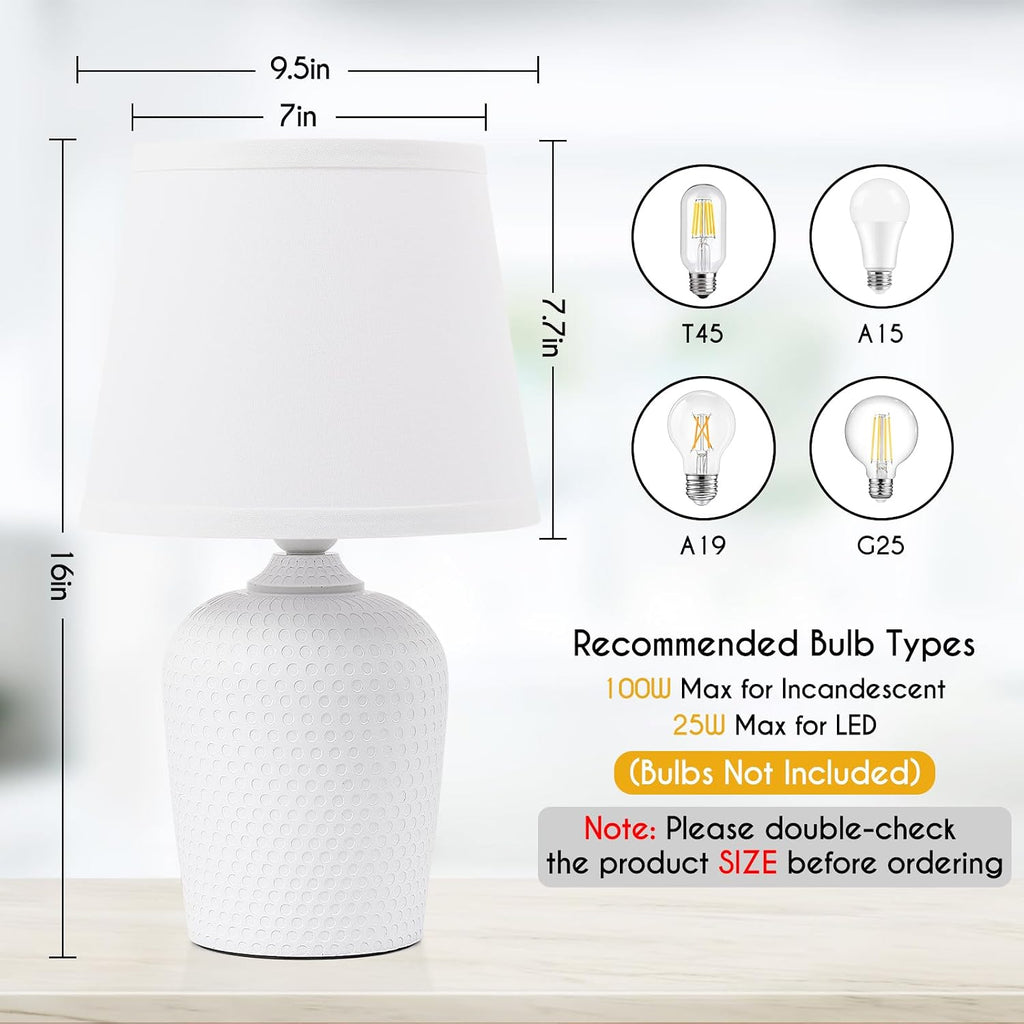 Sucolite 16'' Table Lamps Set of 2, Bedside Nightstand Lamps for Bedroom Kid’s Room, Cute Desk Lamps with Studded Texture Base for…