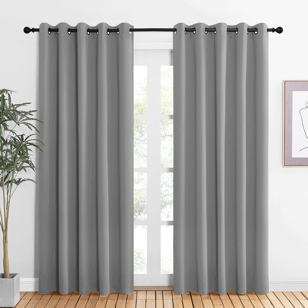 NICETOWN Bedroom Curtains Blackout Drapery Panels, Three Pass Microfiber Thermal Insulated Solid Ring Top Blackout Window Curtains/Drapes…