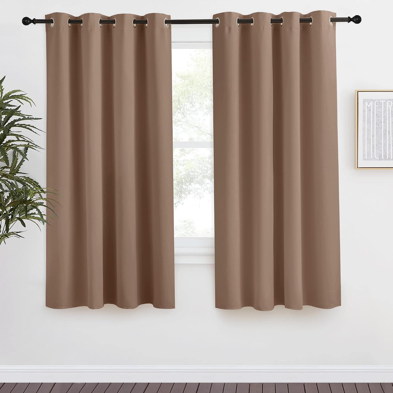 NICETOWN Grommet Top Blackout Curtain Panel, 55 inches Wide by 68 inches Long, 1 Piece, Cappuccino Color, Thermal Insulated Room…