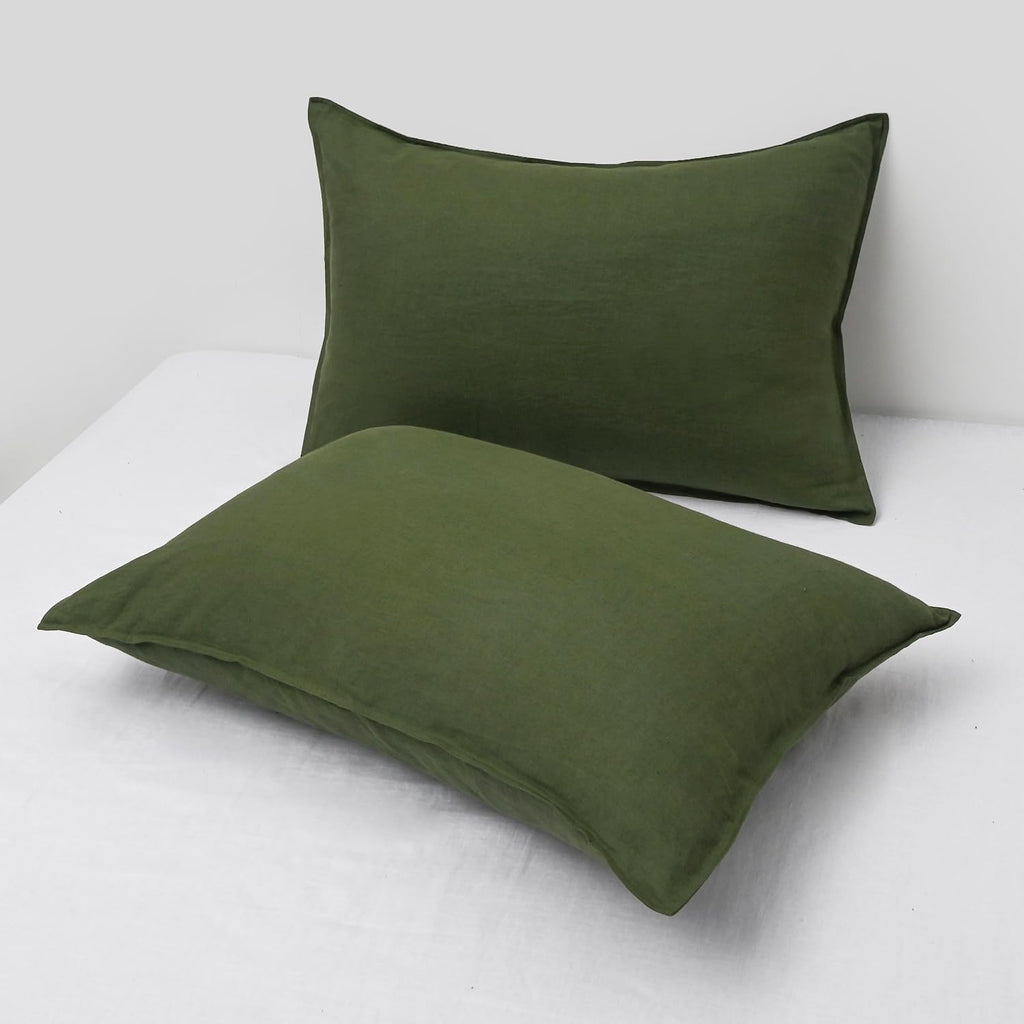 Chuffed Linen Pillowcases 2 Pack 100% Linen Standard Pillow Cases, Breathable and Cooling Washed Pillowshams with Zipper Closure, 20x30 Inc…