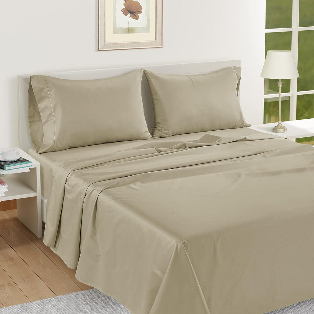 LaneLinen LANE LINEN Pillow Case Covers King Set of 2 100% Egyptian Cotton Sateen Soft Cool & Smooth Cases - Linen Cotton
