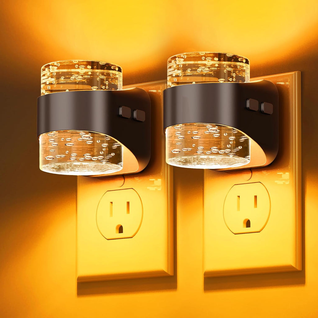 Llohasled L LOHAS LED Night Light, Bubble Night Lights Plug into Wall, 2 Pack Night Lights with Dusk-to-Dawn Sensor, Dimmable Amber Pulg in…