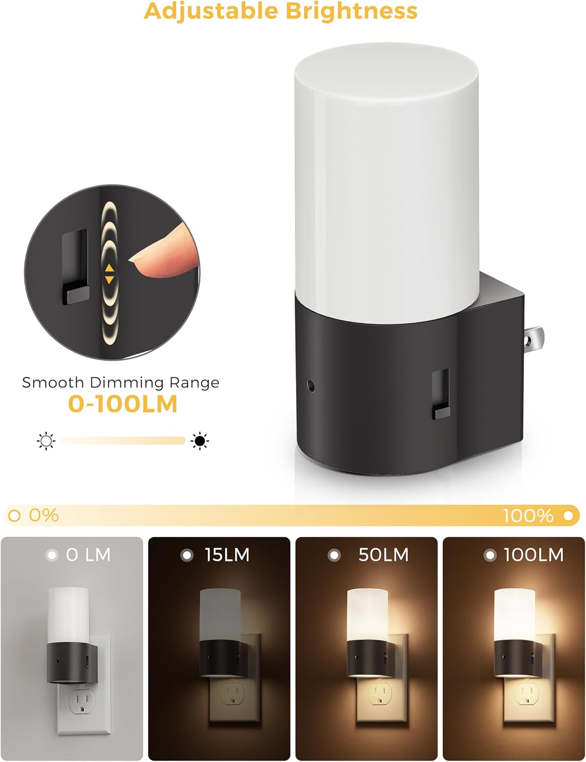 L LOHAS LED Night Lights Plug into Wall, Modern Night Light with Dusk to Dawn Sensor, Soft White 3000K, 0-100LM Dimmable Night Light for…