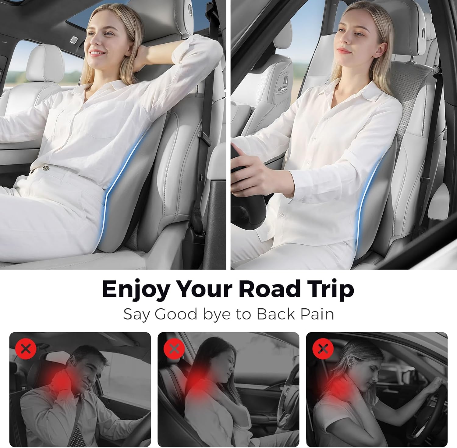 Bebas Lumbar Support Pillow for Car, Memory Foam Back Cushion for Driving, Ergonomic Lumbar Pillow for, Comfort Lower Back Support for Off…