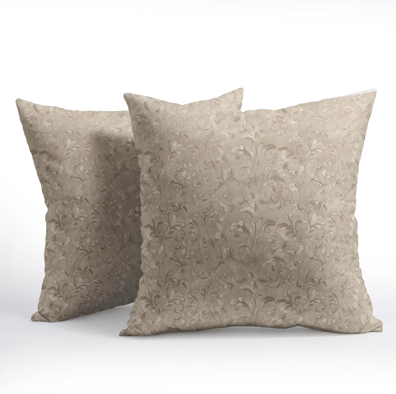 Granbey 2 PCS Decorative Vintage Floral Throw Pillow Cover 20X20 Inch Pale Brown Block Print Farmhouse Cushion Covers Boho Fall Home Decor…