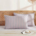 Merryword Queen Size Pillowcases, 100% Cotton Pillow Cases, Gray and Pink Striped Pillowcases, Luxury Linen Like Pillowcase, Soft Breathabl…