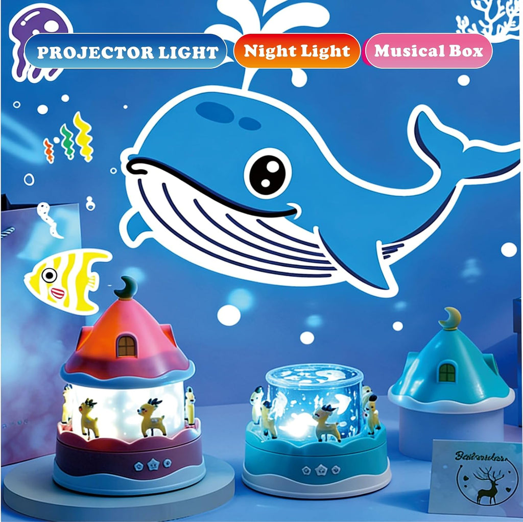 Wefadingla Music Box Star Projection Night Light | 360° Rotating LED Color-Changing Star Light, Sleep Night Lamp for Bedroom & Livin…