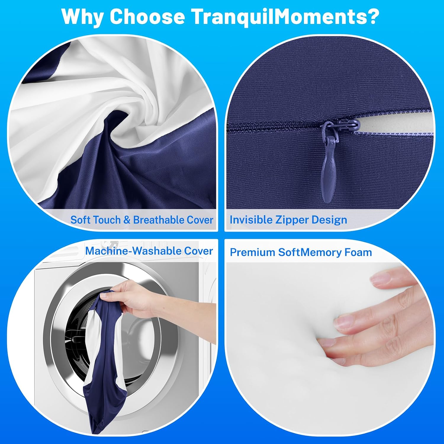 TranquilMoments Knee Pillow for Side Sleepers, Leg Pillow with Cooling Cover, Memory Foam Leg Pillow for Side Sleeping, Heart-Shape…