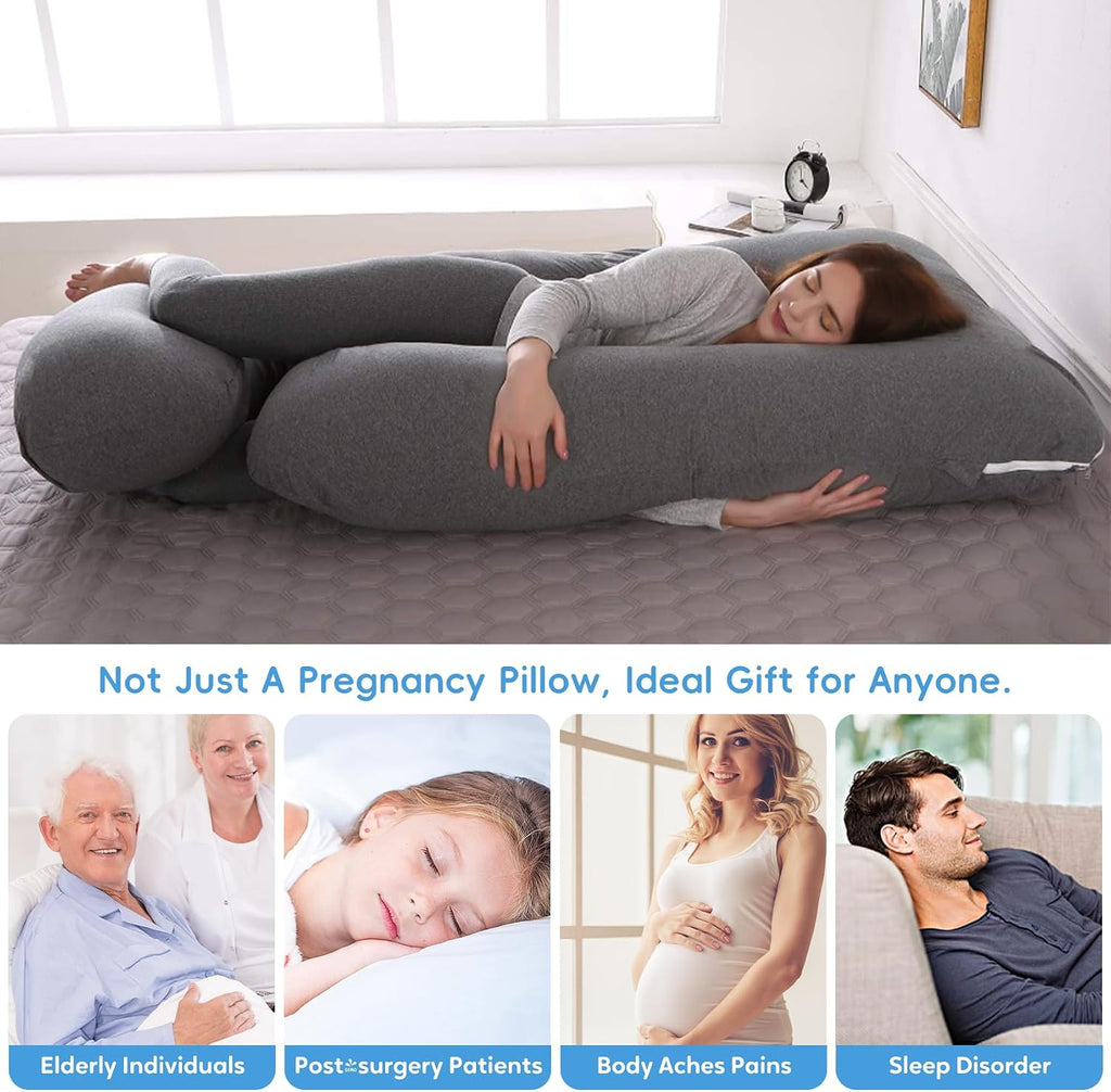 U-Shaped Pregnancy Pillow for Sleeping, Full Body Support for Back, HIPS & Belly -65 Inch Maternity Pillow with Machine Washable Cover |…