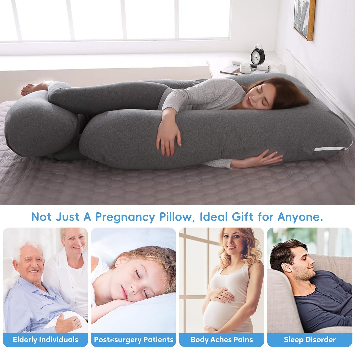 U-Shaped Pregnancy Pillow for Sleeping, Full Body Support for Back, HIPS & Belly -65 Inch Maternity Pillow with Machine Washable Cover |…