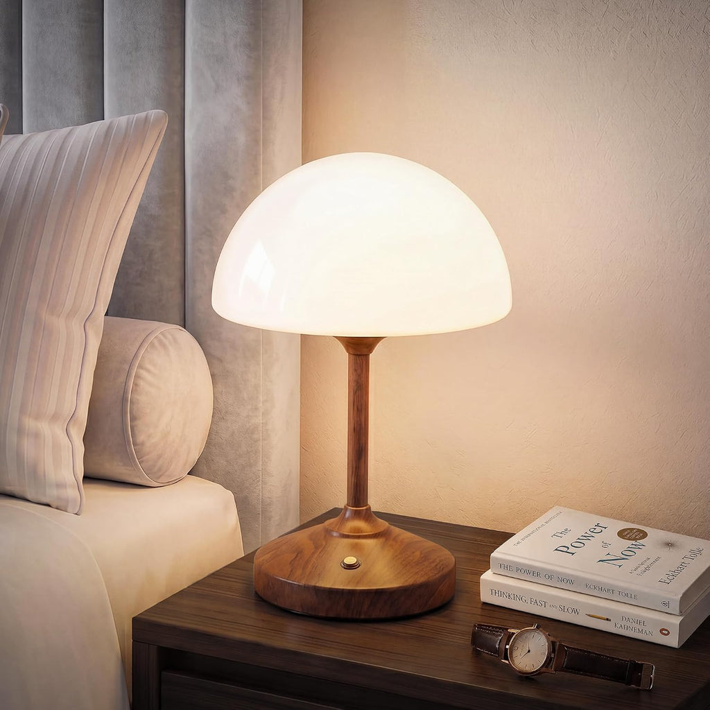 Dawnwake Table Lamp Cordless Lamp for Bedroom, Small Bedside Desk Lamp,5000mAh Rechargeble Battery Operated Dimmable Table Lamps, Glass…