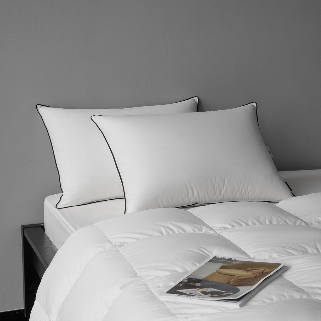 Bed Pillows, Luxury Hotel Collection White Premium DownPillow for Sleeping, 650 Fill Power,100% Cotton Fabric, Soft Support, Down…