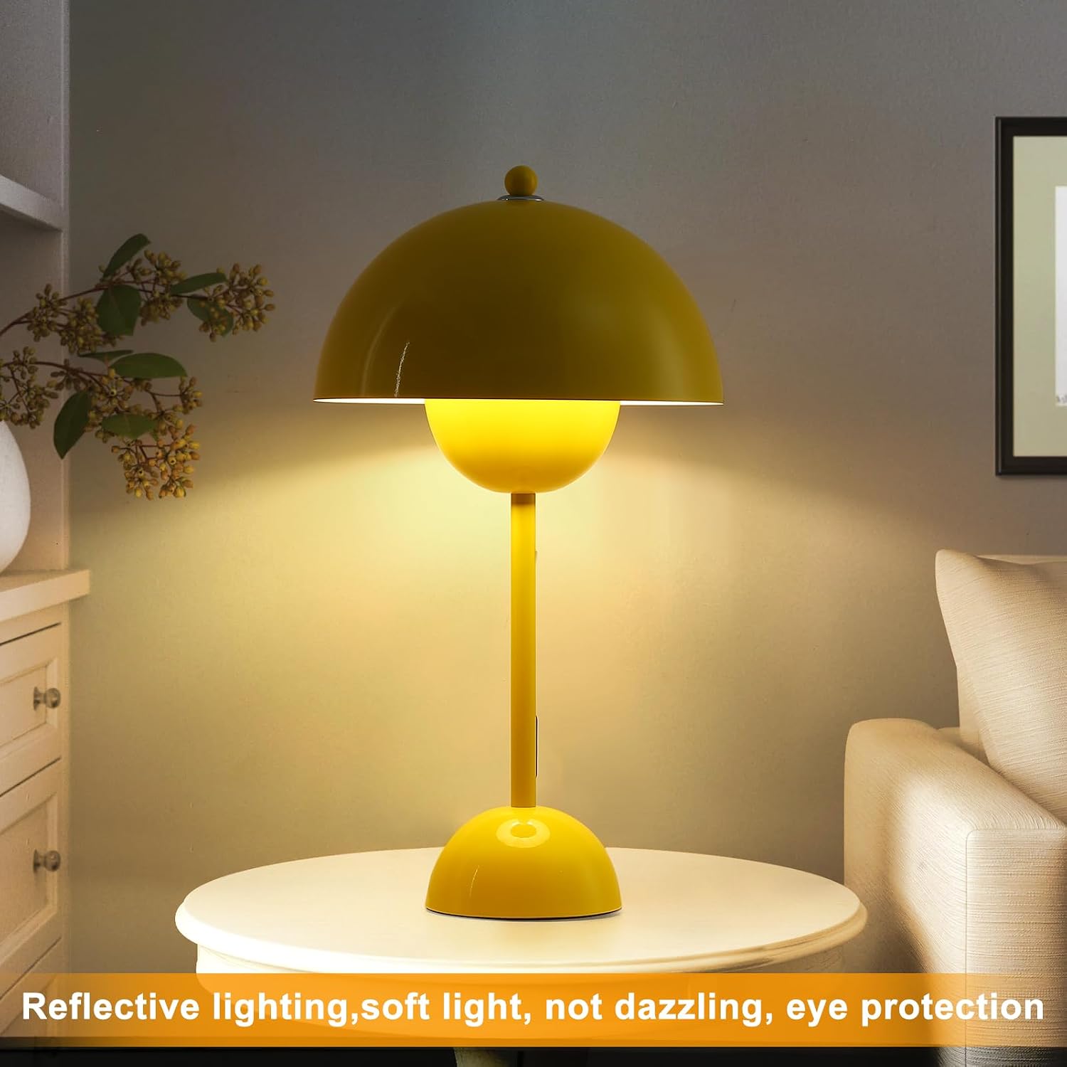 COSYLUX Modern Small Table Lamp for Bedroom, Cute Dome Shade Reflecting Light Reading Lamp for Living Room, Kid's Room, Study, Office…