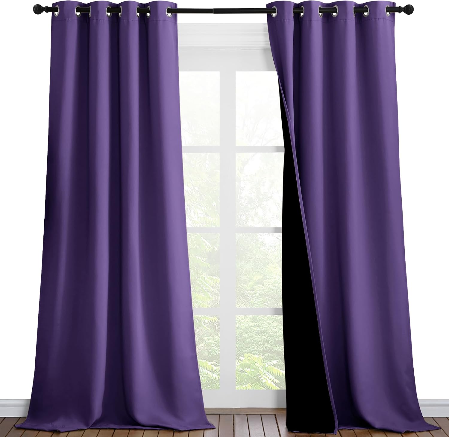 Nicetown Lilac Purple Full Shade Curtain Panels, Pair of Thermal Insulated & Energy Efficiency Blackout Curtains for Living Room Windows, L…
