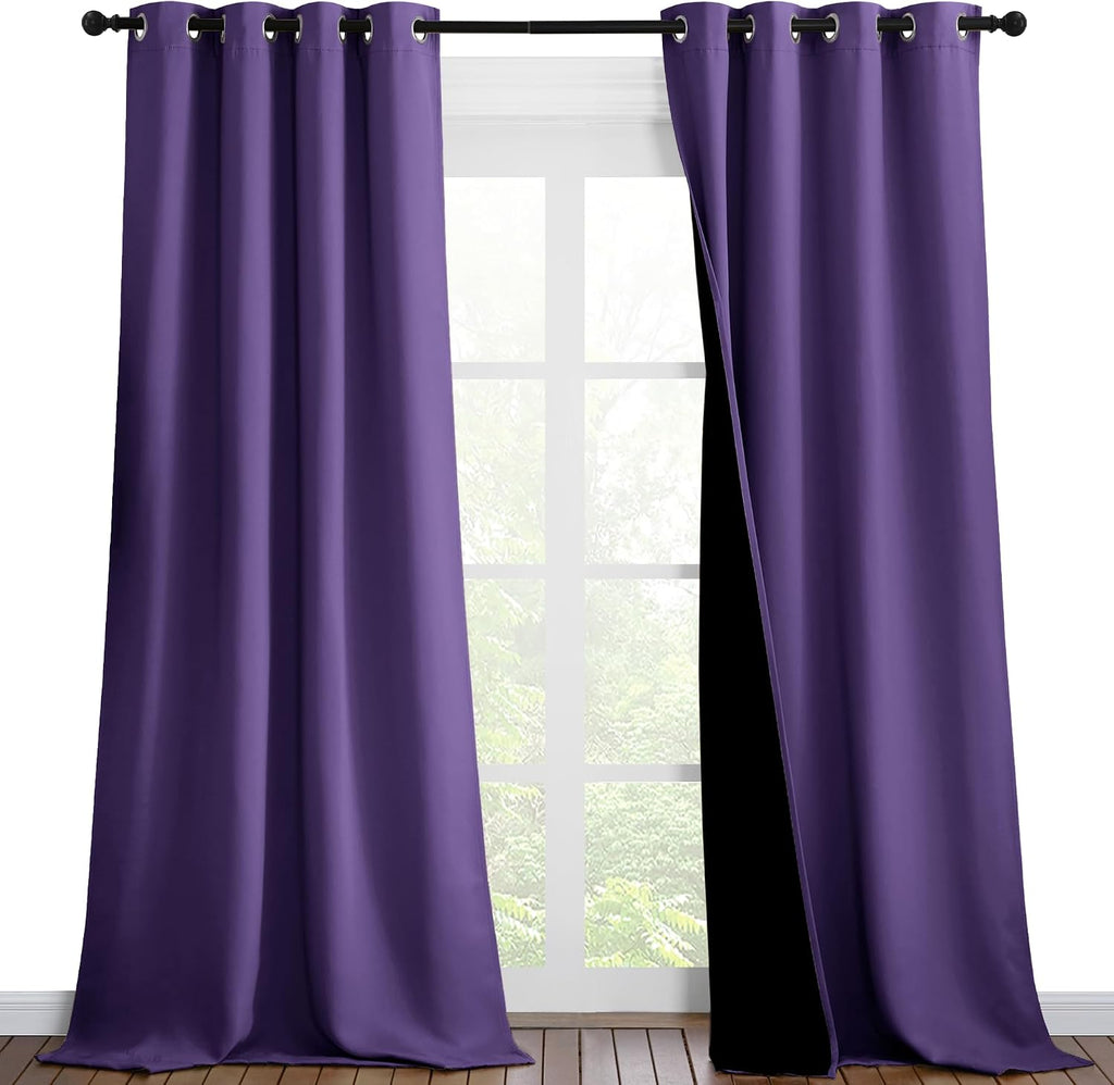 Nicetown 100% Blackout Blinds, Set of 2, 46 inches x 102 inches, Laundry Room Decor Window Treatment Curtains for Large Patio Sliding Door,…