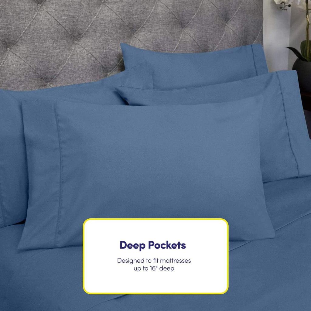 King Size Bed Sheets - 6 Piece 1500 Supreme Collection Fine Brushed Microfiber Deep Pocket King Sheet Set Bedding - 2 Extra Pillow Cases…