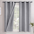 YoungsTex Grey Linen Blackout Curtains 48 Inch Length for Bedroom, Short Window Drapes Full Room Darkening with Grommet Thermal Insulated f…