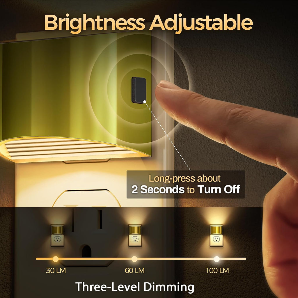 DORESshop LED Night Light[2 Pack], Night Lights Plug into Wall, 3 Level Brightness Adjustable Plug in Night Light, Dusk to Dawn Sensor…