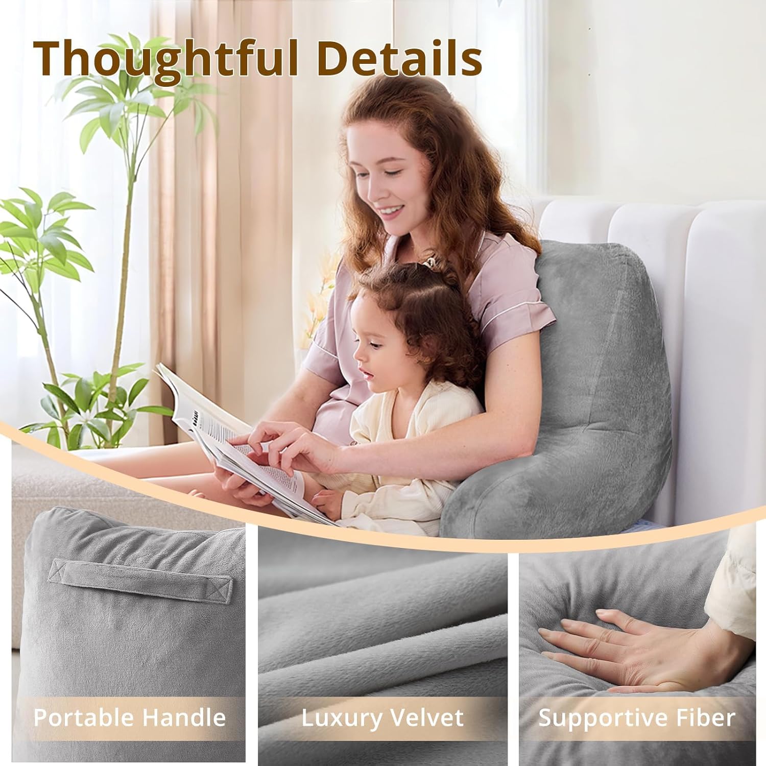 Sasttie Reading Pillows for Sitting in Bed Adult, Back Pillow Bed Sitting Up, Back-Rest Support Cushion for Sit Up on Couch, Sofa, and…