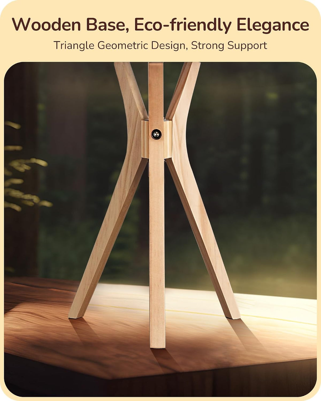 Edishine Tripod Table Lamp, 17.5" Modern Bedside Lamp with Natural Wood-Colored Lamp Legs & Beige Linen Lampshade, Boho Nightstand Lamp for…