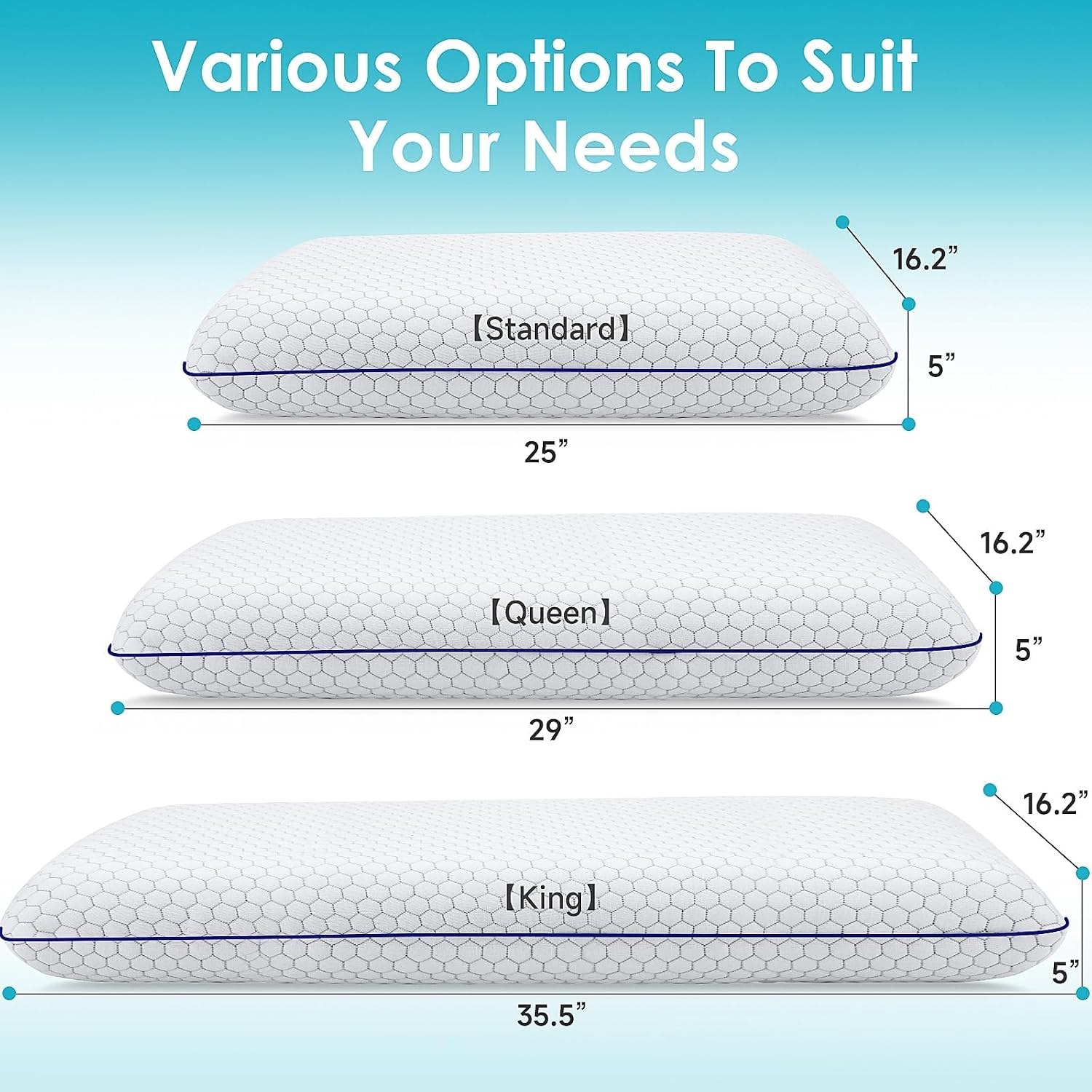 CushyOasis 2 Pack Memory Foam Pillows for Side, Back and Stomach Sleepers, Bed Pillow with Washable Cover and Breathable Mesh, Bed Pillow…