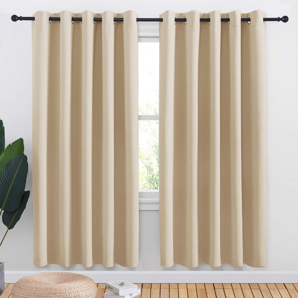 NICETOWN Room Darkening Draperies Window Curtain Panels, Thermal Insulated Grommet Room Darkening Curtains for Bedroom (Biscotti Beige, 2…