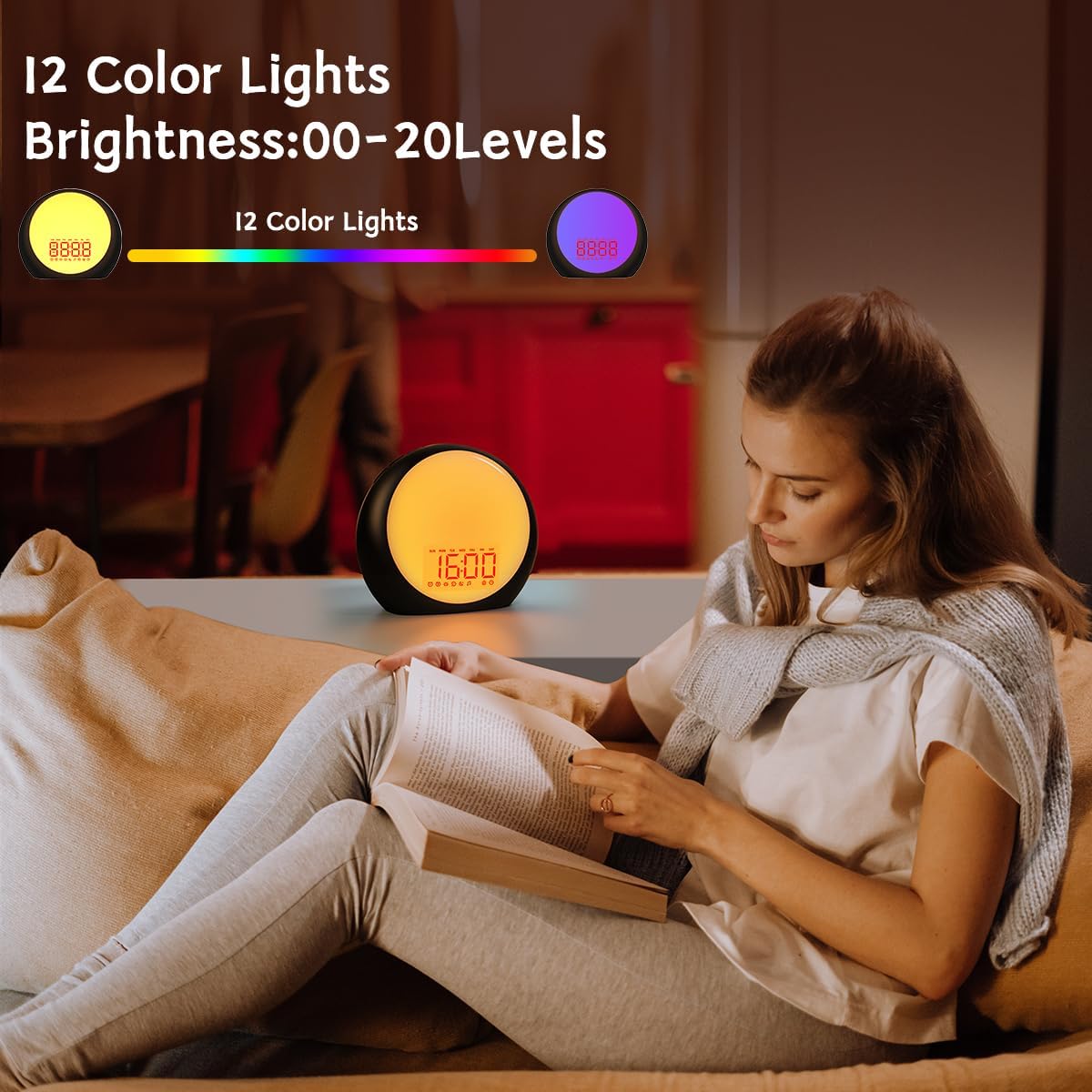 iDealSleep Sunrise Alarm Clock Wake Up Light for Kids Heavy Sleepers Bedroom with Sunrise Sunset Simulation Dual Alarms Snooze Ni…