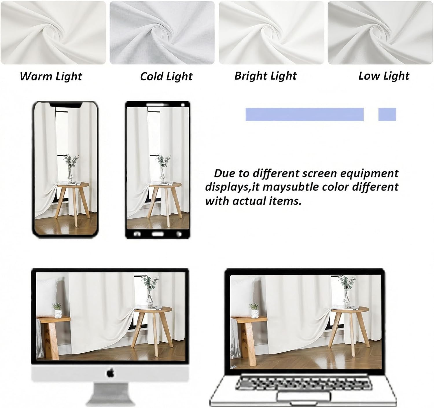 Simplebrand Ava Ivory Light Filtering Curtains for Bedroom 96 Inches Long 2 Panels, Solid Thermal Insulated, Energy Saving Nursery Window T…