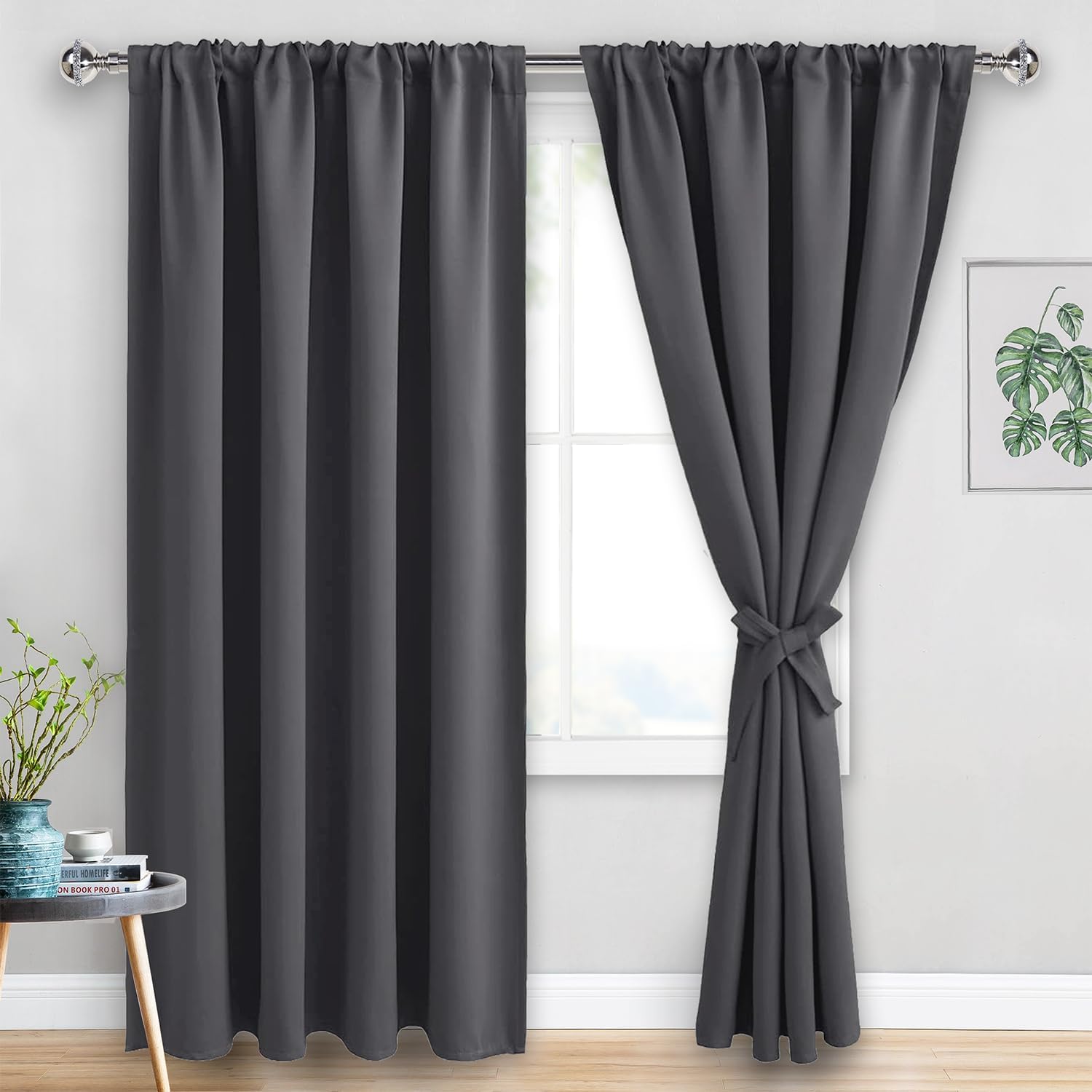 Jiuzhen Blackout Curtains for Bedroom - 60 Inch Extra Wide Thermal Insulated Room Darkening Privacy Soundproof Curtains for Living Room, Se…