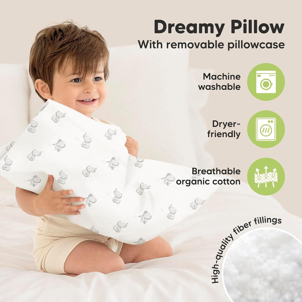 Toddler Pillow with Pillowcase - 13x18 My Little Dreamy Kids Travel Bed Pillows for Sleeping, Organic Cotton Small Pillowcase, Soft &…