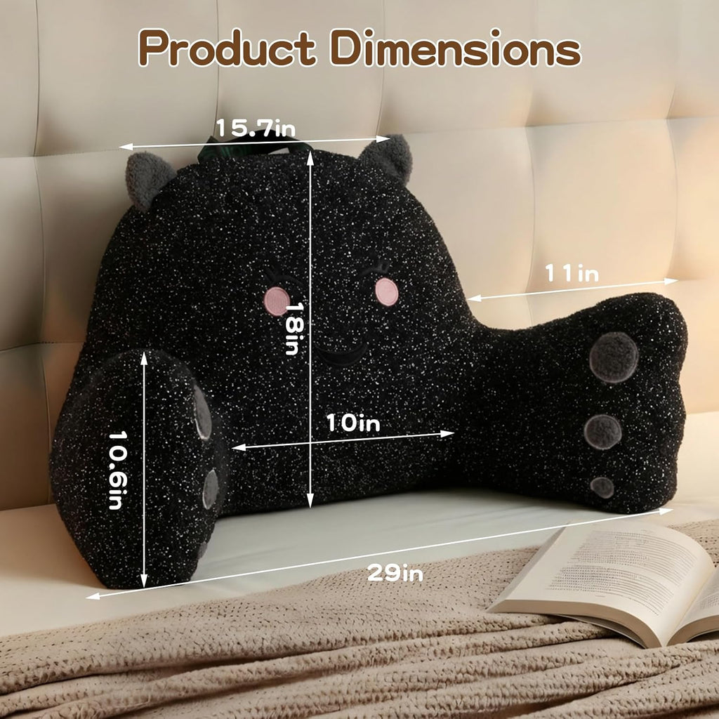 Ajicong Reading Pillow for Sitting in Bed Couch Teens/Adult, Back Rest Pillow for Sitting Up in Bed with Shredded Memory Foam, Includes Arm…