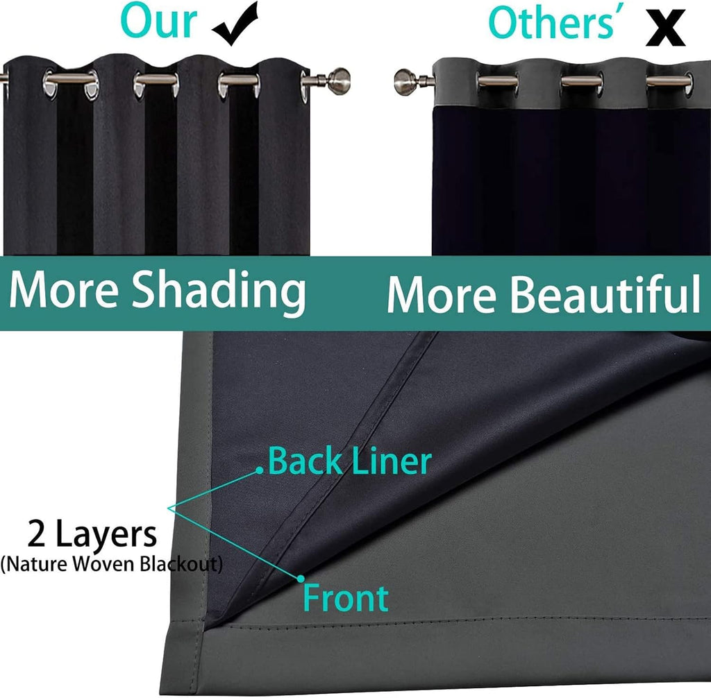 Yakamok Extra Wide Blackout Full Shading Curtains for Patio Door, Thermal Backing Sliding Glass Door Drape, Privacy Assured Window…