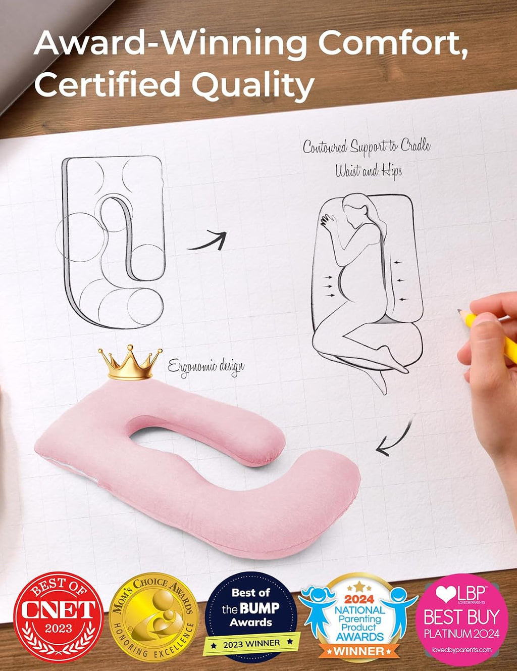 Momcozy Pregnancy Pillows for Sleeping, U Shaped Full Body Maternity Pillow for Side Sleeping - Support for Back, Legs, Belly, HIPS, 57 Inc…
