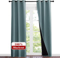 Nicetown Greyish Blue Blackout Curtains 84 inches Long, Full Light Blocking Drapes with Black Liner for Nursery, Noise Reducing Thermal Ins…