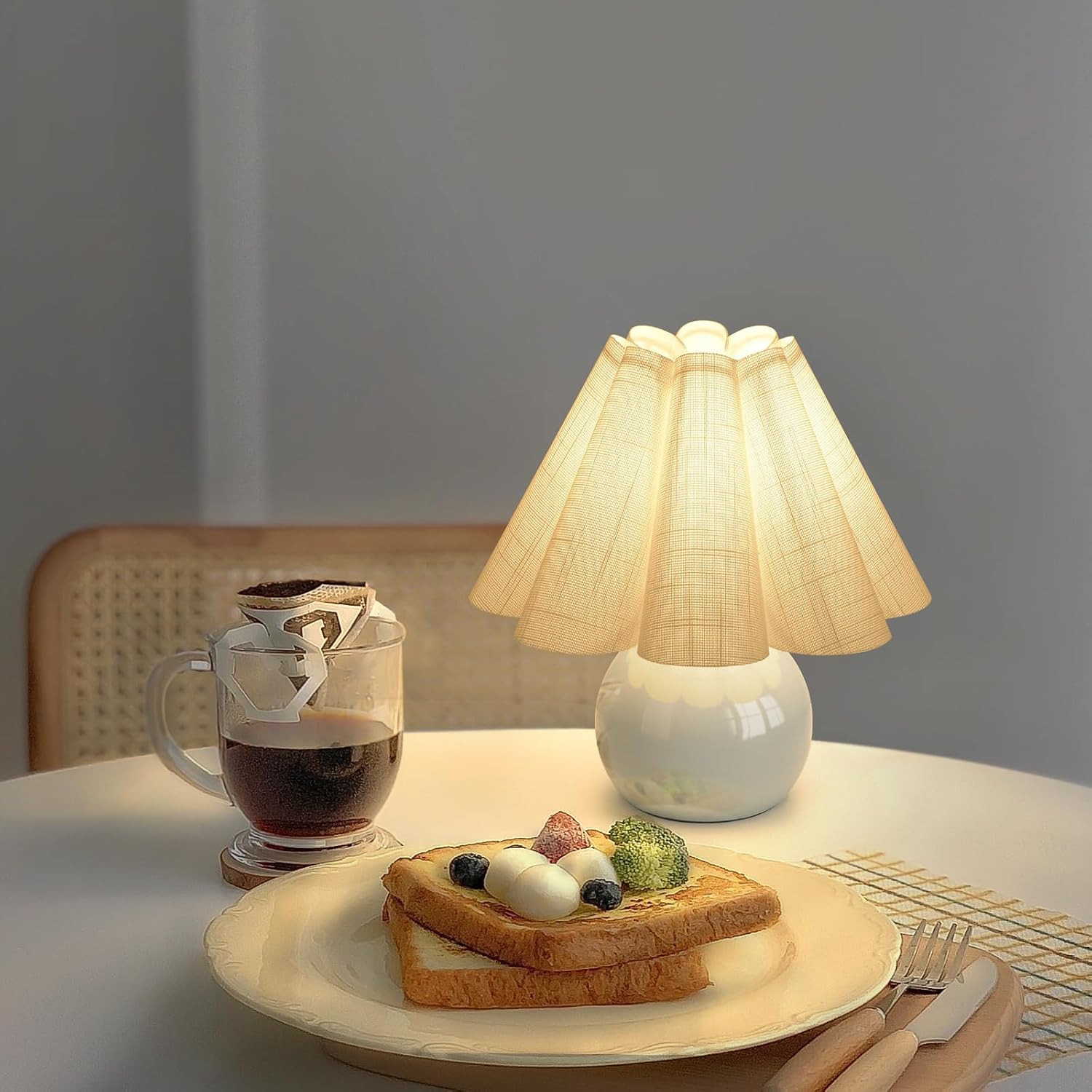 Light Blue Small Bedside Mini Table Lamp for Bedroom, Cute Bedroom Lamps for Nightstand, Cute Mini Table Lamps for Small Spaces with…