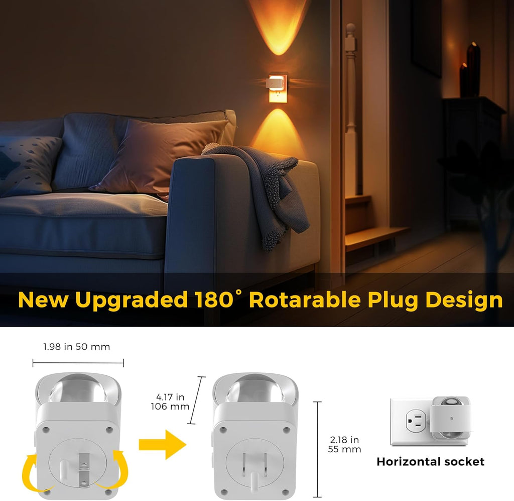 L LOHAS LED Night Light, Color Changing Night Lights Plug into Wall, Rotating White Nightlight, Dusk to Dawn Sensor, RGB Rainbow…