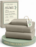 LaneLinen LANE LINEN 100% Organic Cotton Sheets Twin Size, Soft & Comfy Mercerized Fully Elasticized Naturally Temperature Regulating Susta…