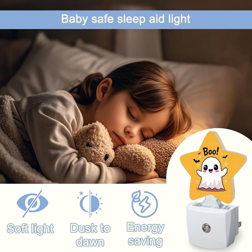 Snowmolle Cute Ghost Nightlight, Halloween Bat Star Night Lights Plug into Wall Decorations for Bedroom Bathroom, Dusk to Dawn Sensor Kitchen…
