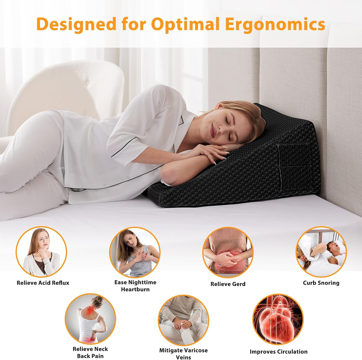 Ruqmuis Wedge Pillow for Acid Reflux, Bed Wedge Pillow for Headboard 10", Pillow Wedge for Back, Post Surgery, Elevated Pillows for Sleepi…