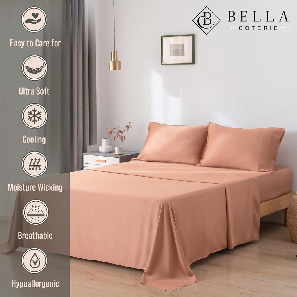 Bella Coterie Luxury Bamboo Viscose Twin XL Size Sheet Set | 100% Organically Grown | Ultra Soft | Cooling for Hot Sleepers | 18" Deep…