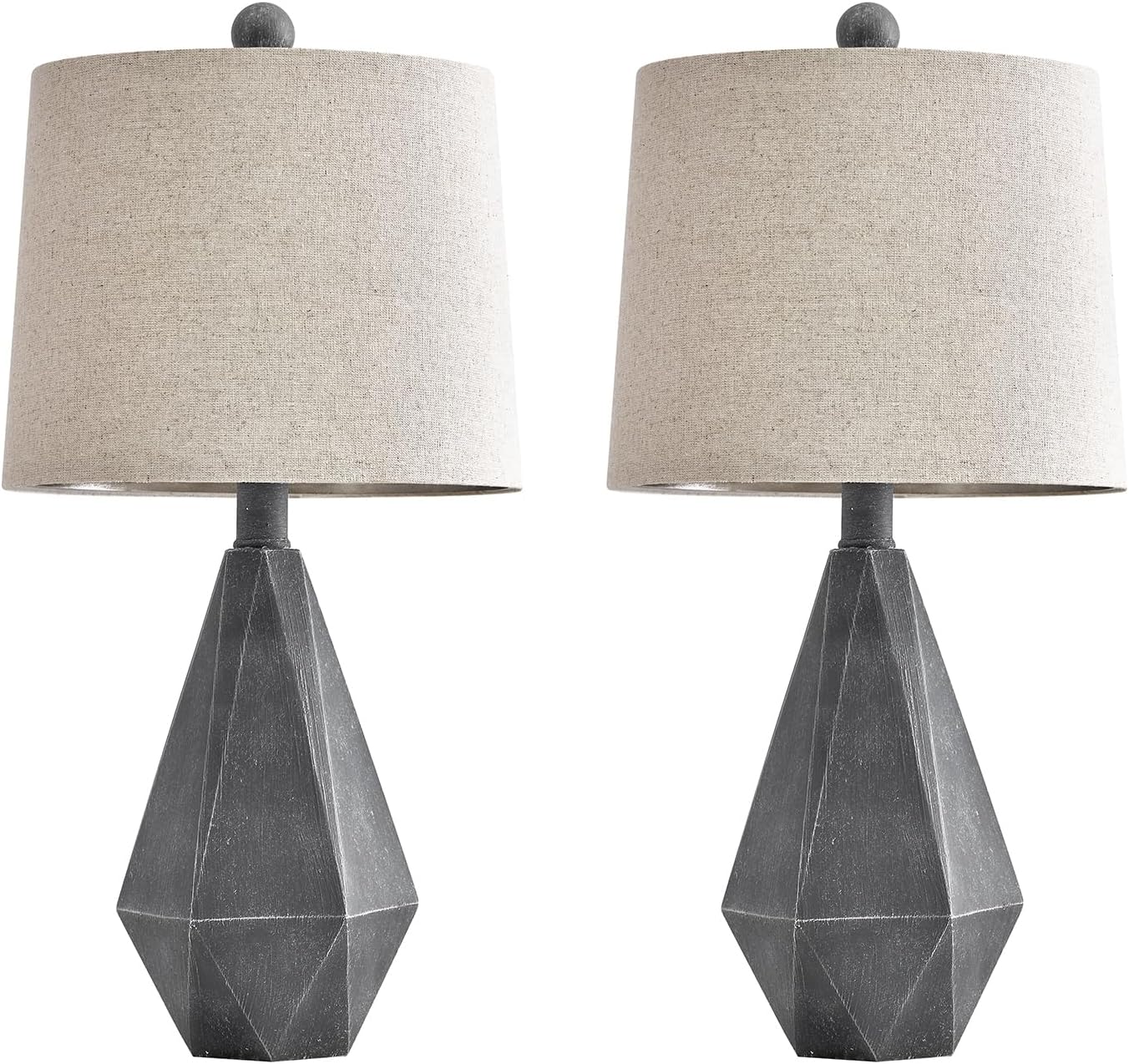 PoKat 20.25" Rustic Farmhouse Table Lamp Sets of 2 for Living Room Bedroom Deep Grey Contemporary Classic Bedside Nightstand Lamp with…
