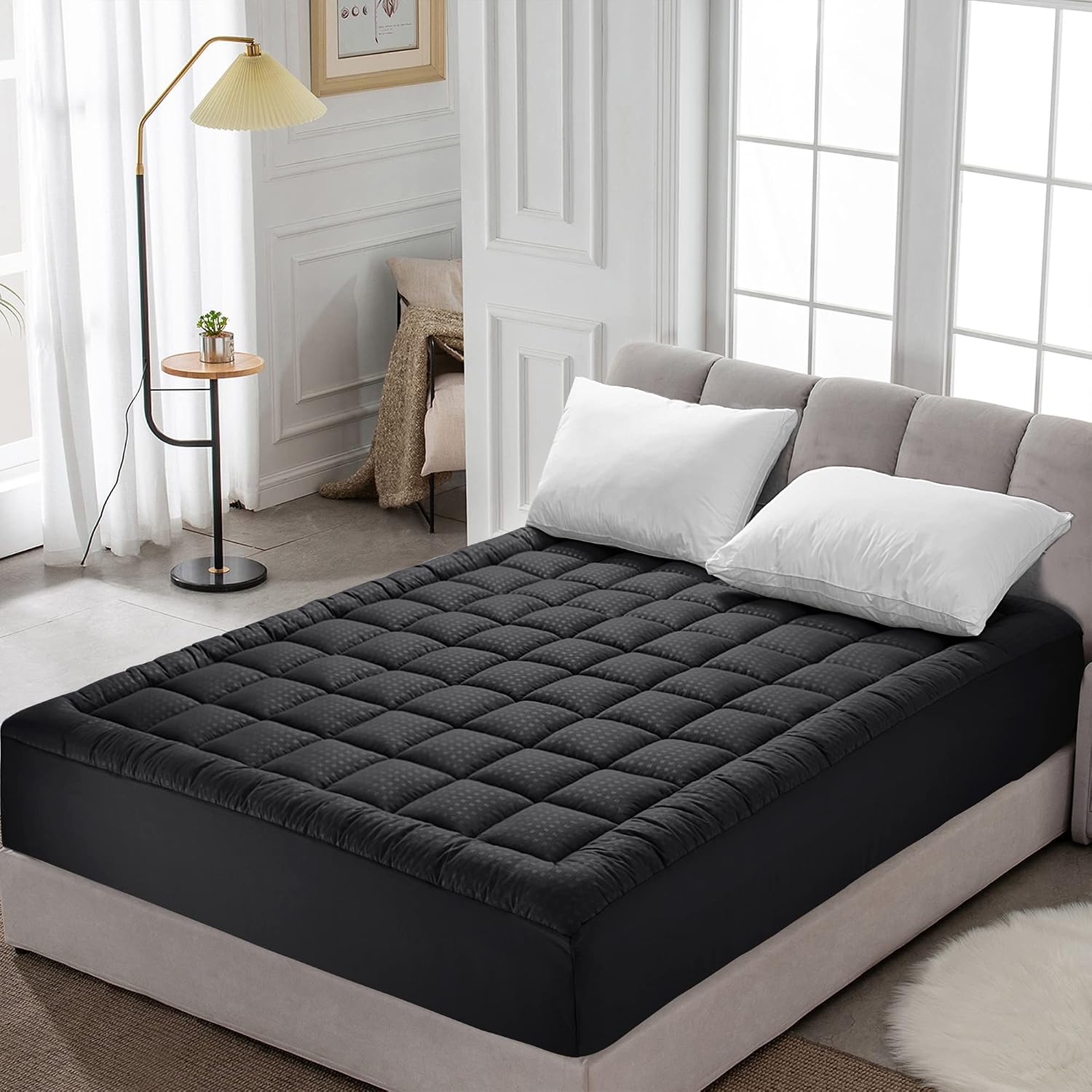 HYLEORY Full Mattress Pad Quilted Fitted Mattress Protector Cooling Pillow Top Mattress Cover Breathable Fluffy Soft Mattress Topper with…