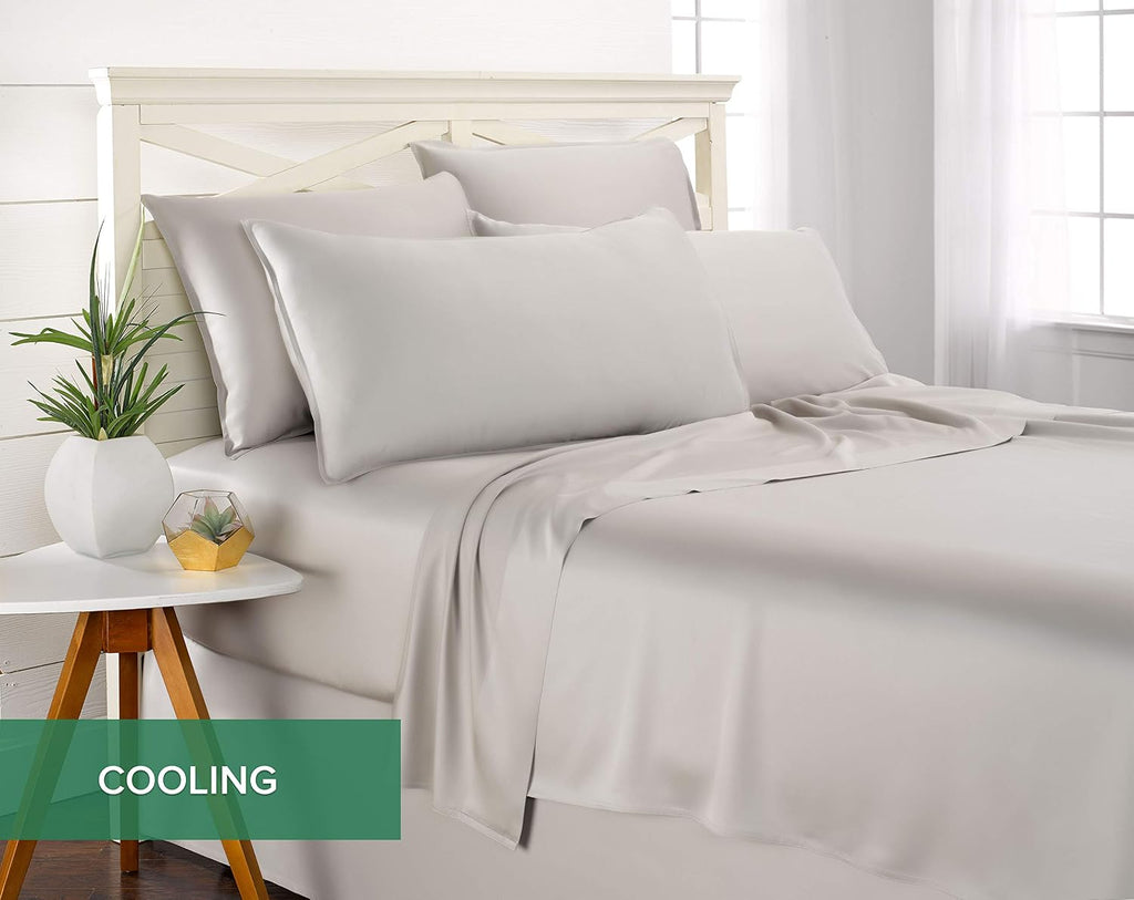 PureBamboo Pure Bamboo King Sheets, Genuine 100% Organic Viscose Derived from Bamboo Bed Sheet Set, Luxuriously Soft & Cooling, Double Stit…