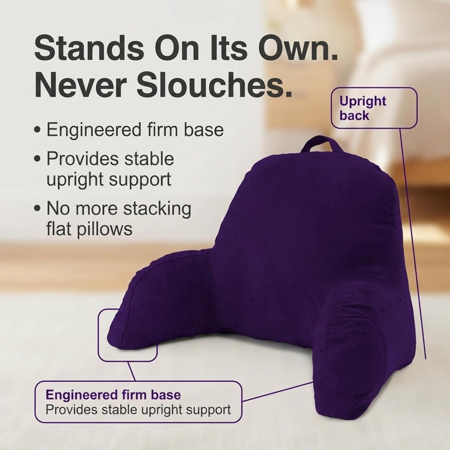 Deluxe Comfort Microsuede Bed Rest - Backrest Pillow with Arms - Bed Rest Pillow - Reading Bedrest Lounger - Sitting Support Pillow - Soft…