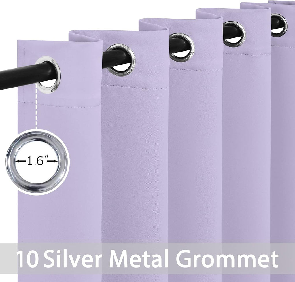 Yakamok Light Blocking Room Darkening Thermal Curtains - Blackout Curtains with Grommet Top for Bedroom/Living Room (62Wx84L, Lilac, 2…