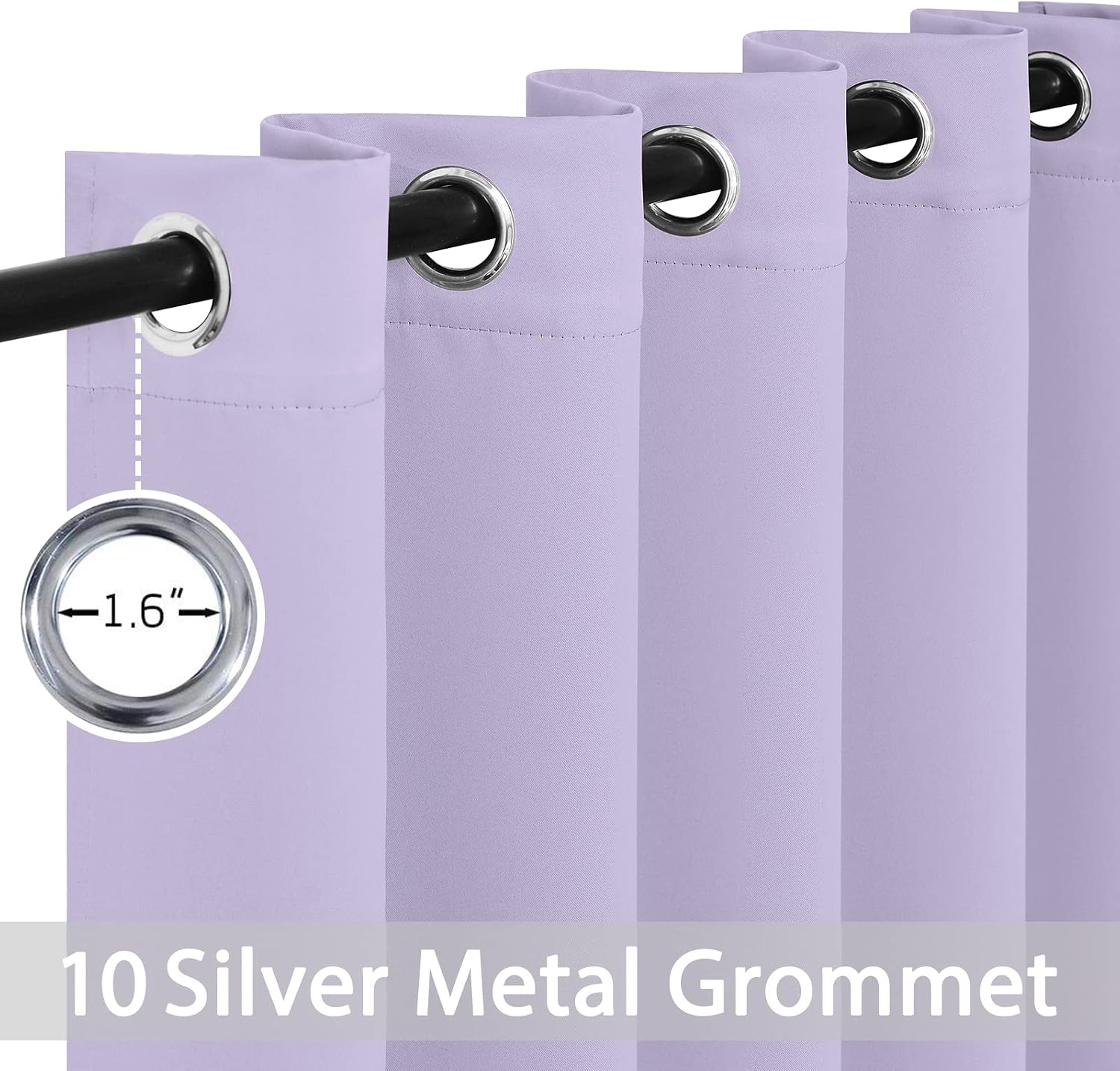 Yakamok Light Blocking Room Darkening Thermal Curtains - Blackout Curtains with Grommet Top for Bedroom/Living Room (62Wx84L, Lilac, 2…