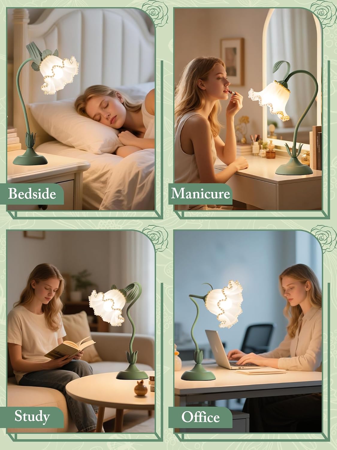 Aqdzcnf Flower Table Lamp, LED Reading Light Bedside Vintage Flower Night Light,3 Colors Modes Kawaii Bedside Lamps Decor, Living Room Bedroo…